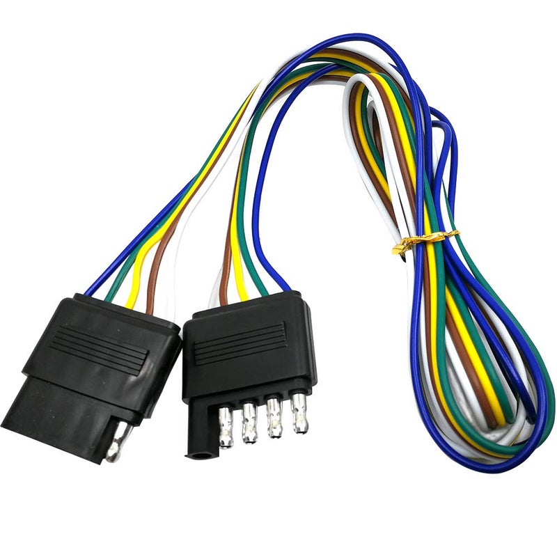 CARROFIX 5-Way Flat Trailer Wire Extension, 48" 5-Pin Wiring Connector, Vehicle-Side and Trailer-Side - Image 1